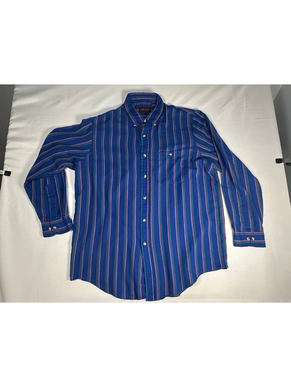 Vintage Oakton Limited Men's Long Sleeve Button-Up Blue Striped Size XLTall